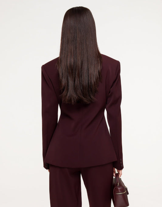 Aubergine Luxe Classic Getailleerde - Blazer - Olivia & Kate