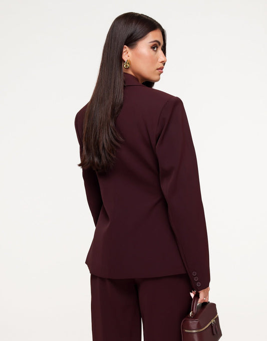 Aubergine Luxe Classic Getailleerde - Blazer - Olivia & Kate