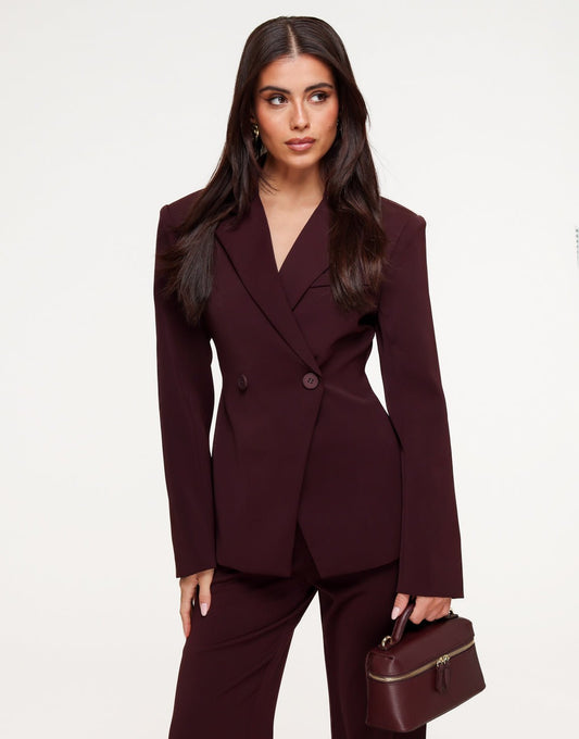 Aubergine Luxe Classic Getailleerde - Blazer - Olivia & Kate