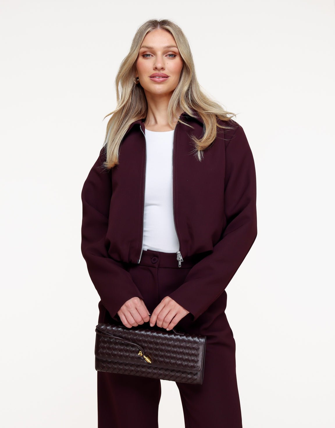 Aubergine Premium Achterkant Detail - Jas - Olivia & Kate