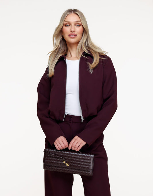 Aubergine Premium Achterkant Detail - Jas - Olivia & Kate