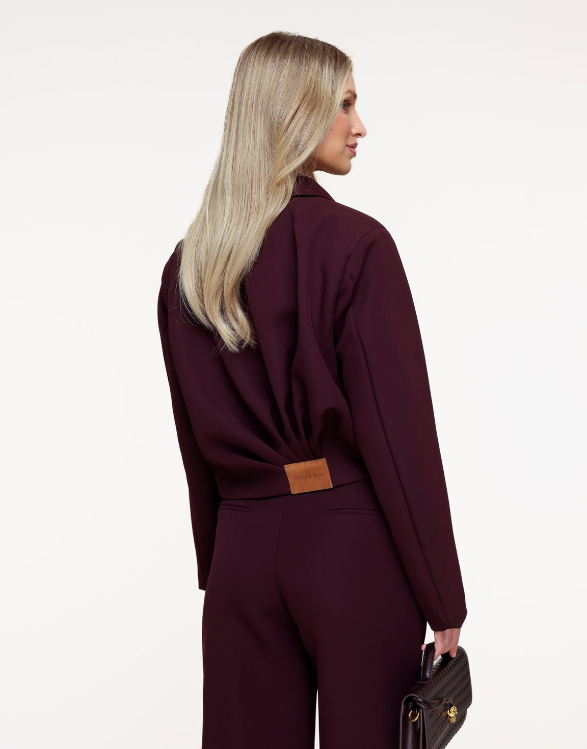 Aubergine Premium Achterkant Detail Jas - Set - Olivia & Kate