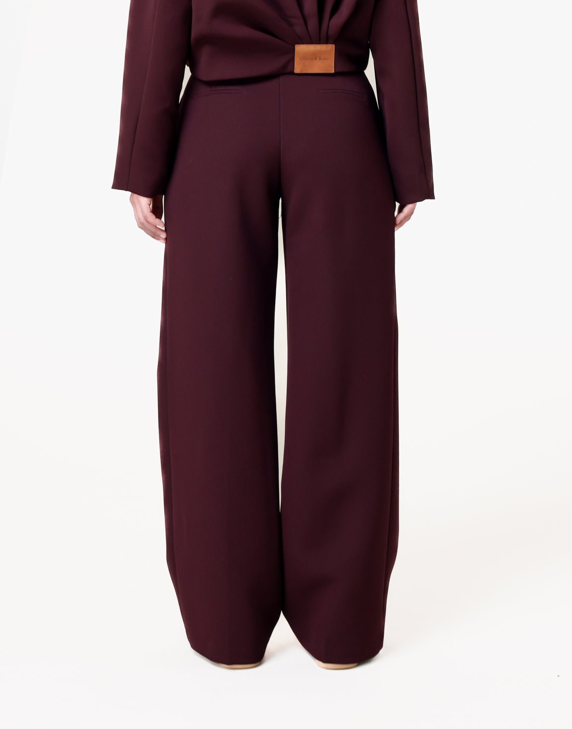 Aubergine Premium Achterkant Detail Jas - Set - Olivia & Kate