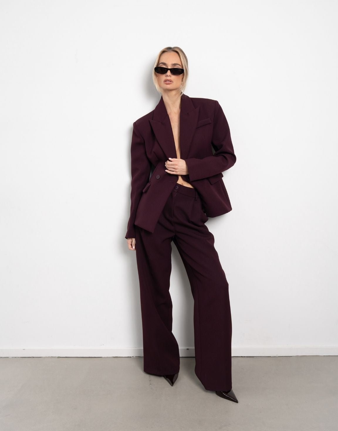 Aubergine Premium Wijde - Pantalon - Olivia & Kate