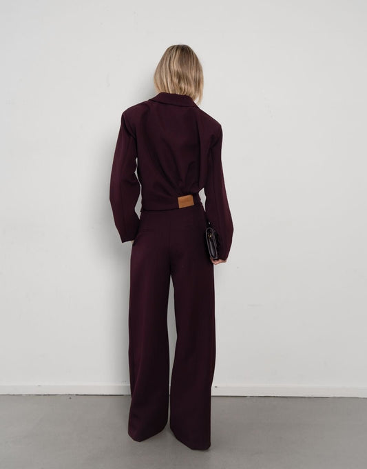 Aubergine Premium Wijde - Pantalon - Olivia & Kate