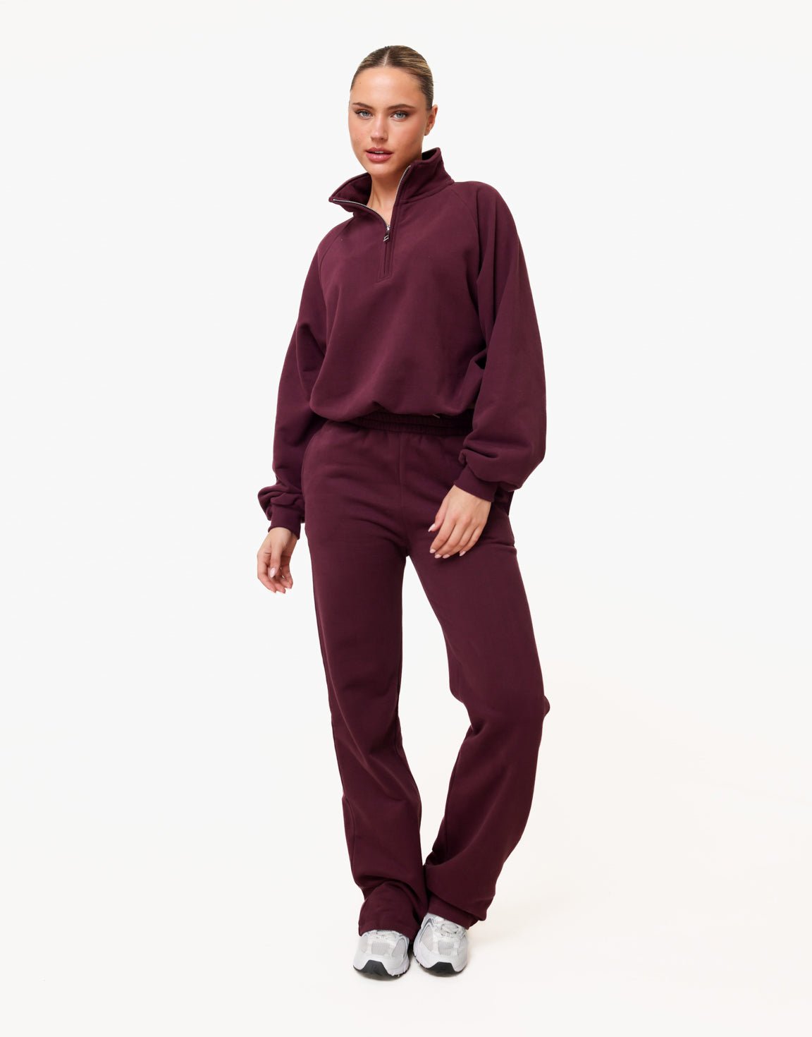 Aubergine Wijde Jogging - Broek - Olivia & Kate