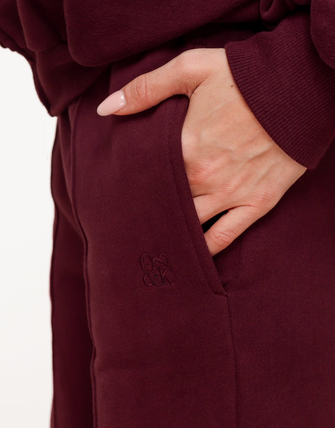 Aubergine Wijde Naden Jogging - Broek - Olivia & Kate