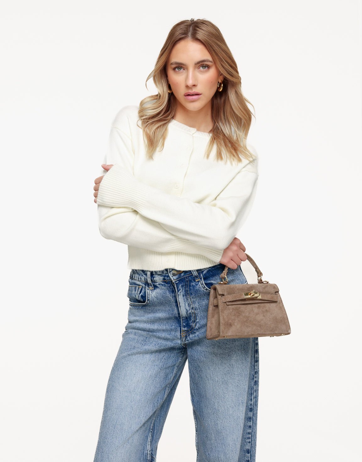 Beige Basic Buttons - Cardigan - Olivia & Kate