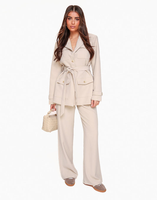 Beige Casual Lange Wijde - Broek - Olivia & Kate