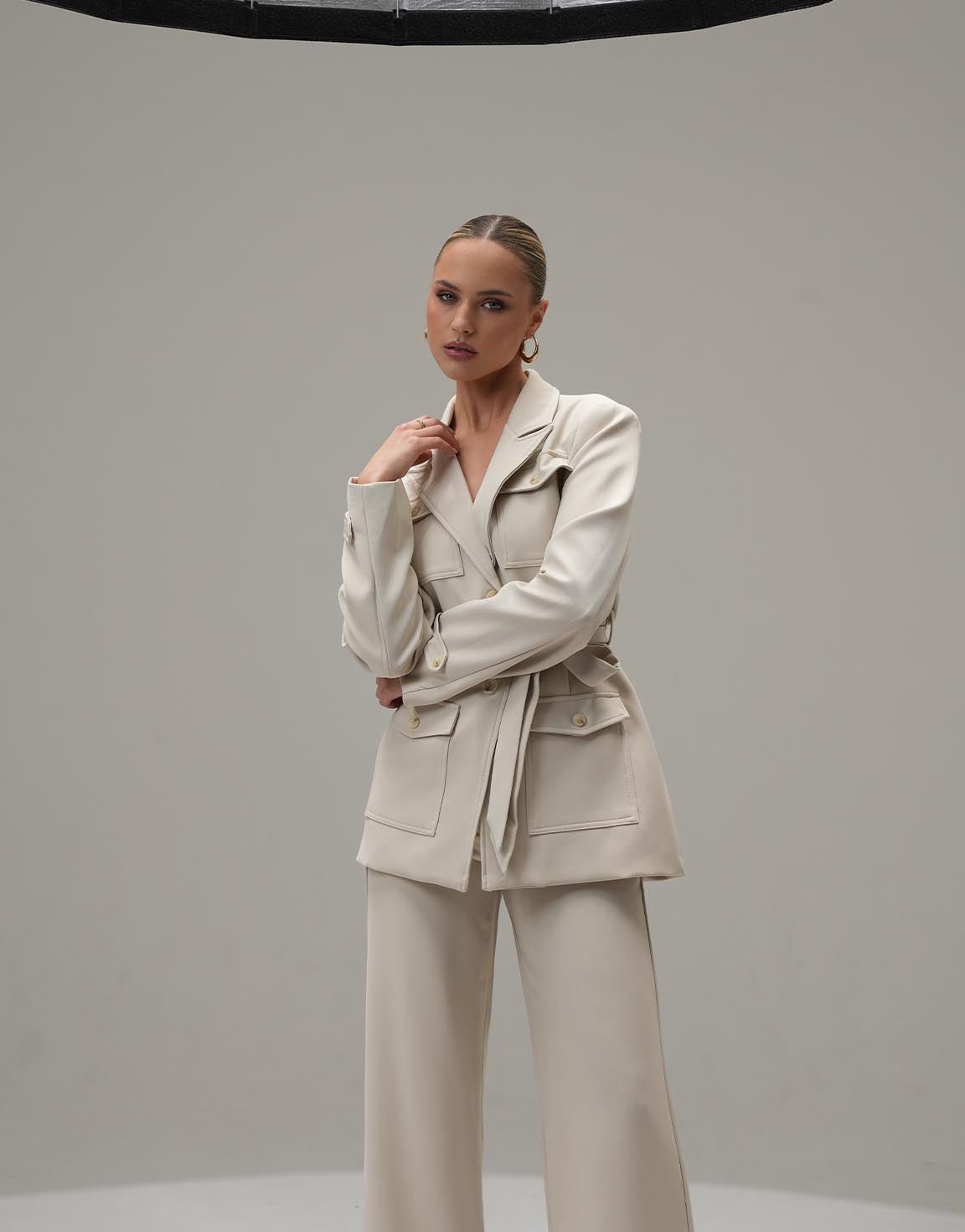 Beige Casual Lange Wijde - Broek - Olivia & Kate