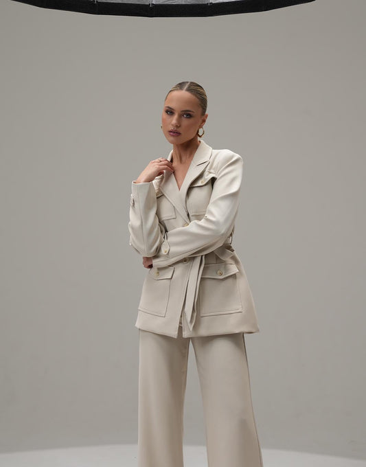 Beige Casual Lange Wijde - Broek - Olivia & Kate