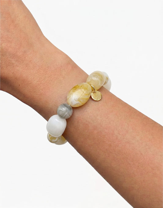 Beige Chunky Multi Kralen - Armband - Olivia & Kate