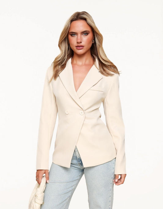 Beige Classic Fitted - Blazer - Olivia & Kate
