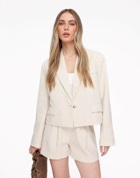 Beige Classic Linnen Blend Cropped - Set - Olivia & Kate