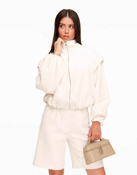 Beige Edit Hoge Kraag Bomber - Set - Olivia & Kate