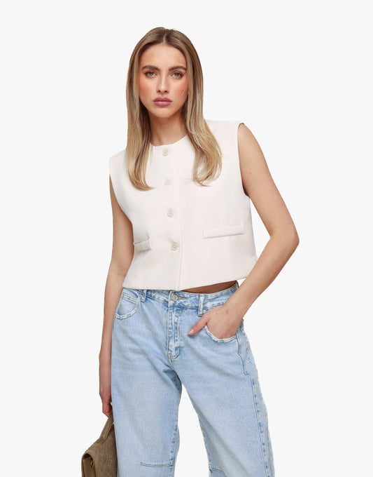 Beige F/W Edit Cropped - Gilet - Olivia & Kate