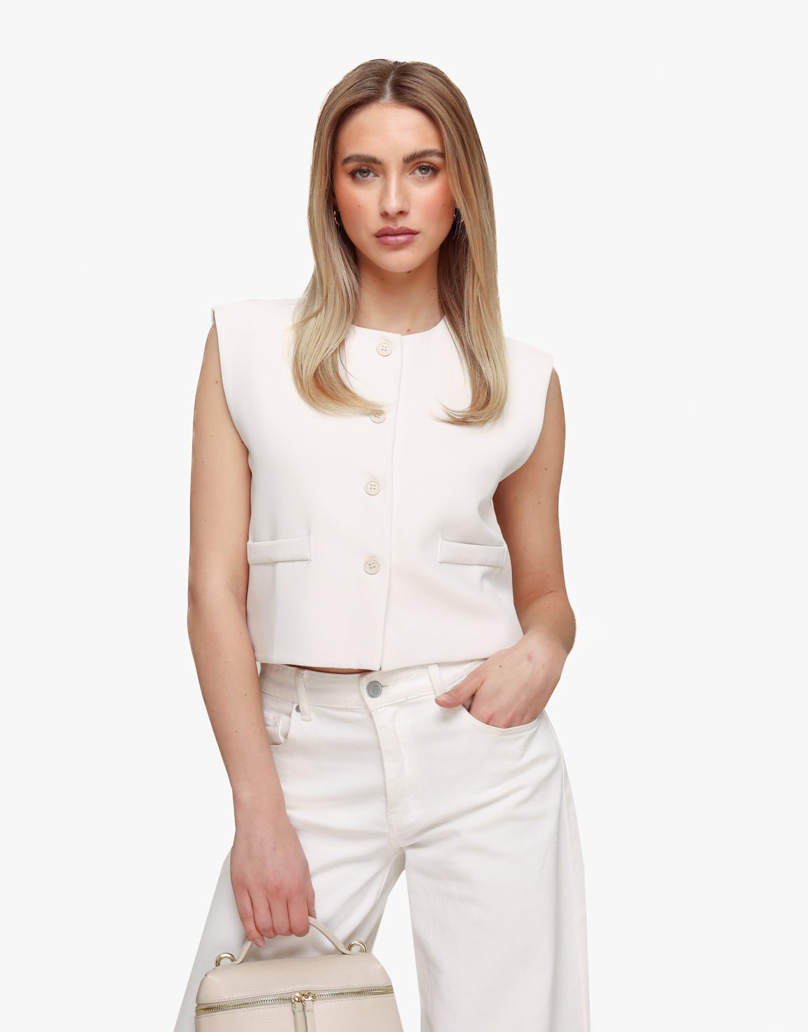 Beige F/W Edit Cropped - Gilet - Olivia & Kate