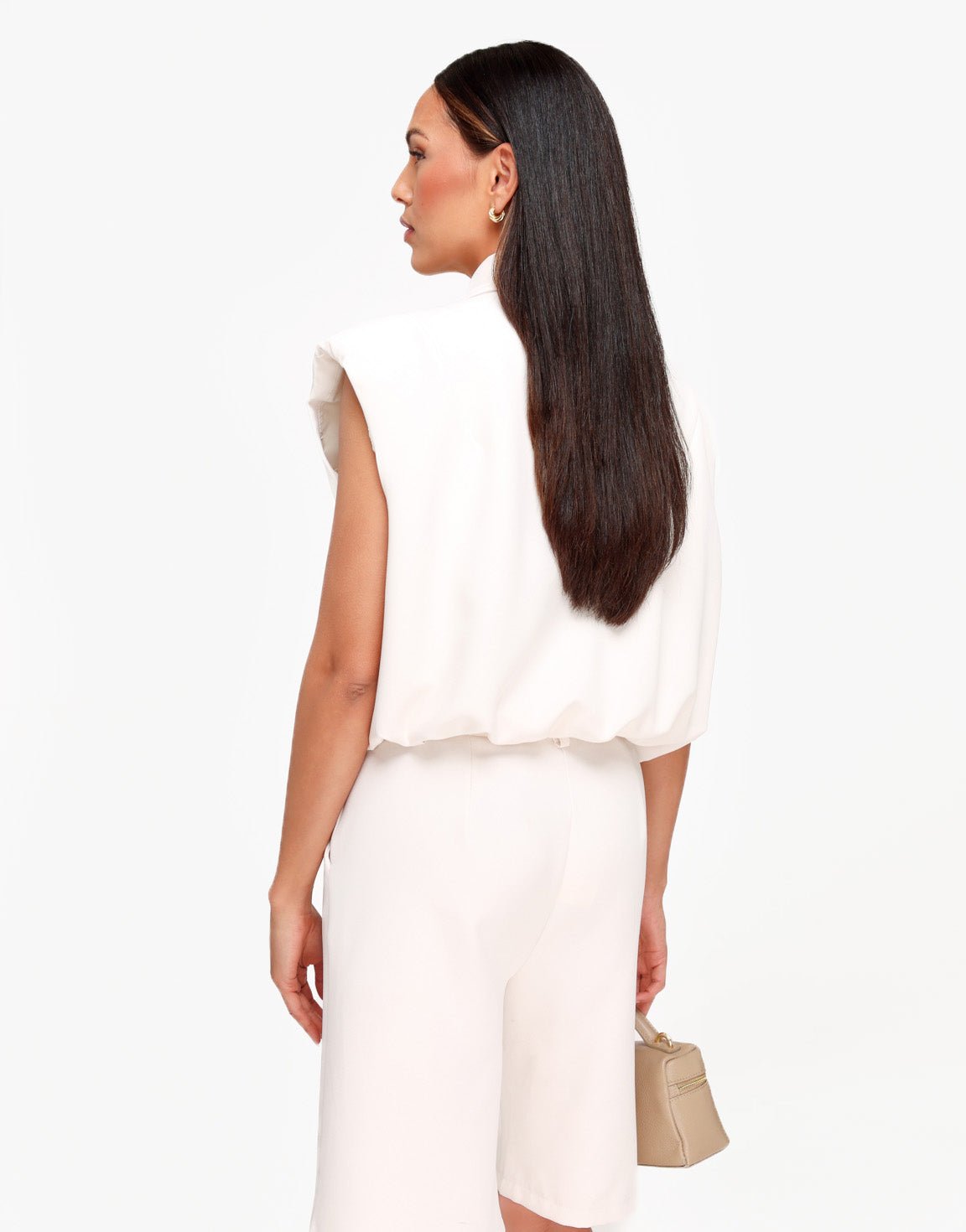 Beige F/W Edit Schouder Pads - Gilet - Olivia & Kate