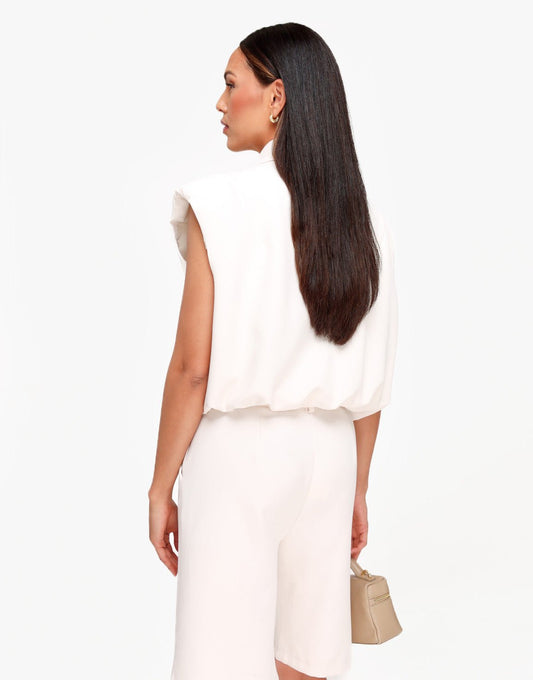 Beige F/W Edit Schouder Pads - Gilet - Olivia & Kate