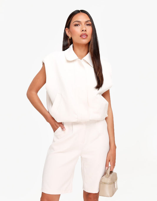 Beige F/W Edit Schouder Pads - Gilet - Olivia & Kate