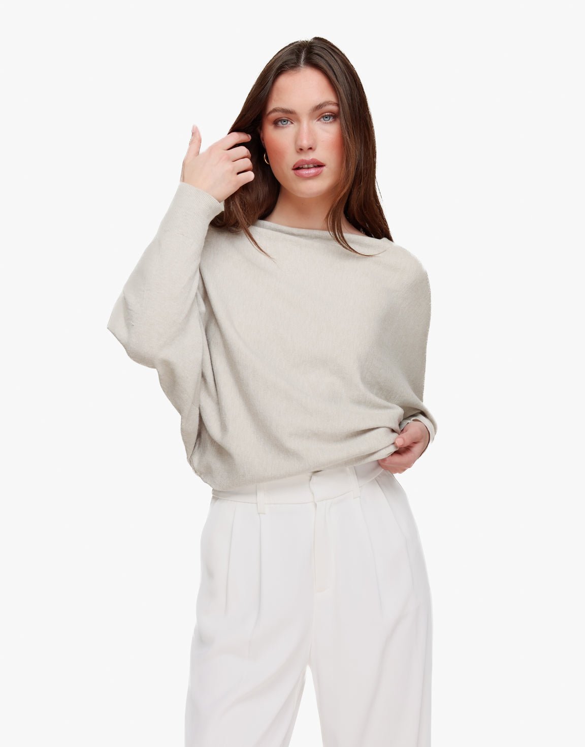 Beige Gebreide 2 Kanten 3/4 Mouwen - Top - Olivia & Kate