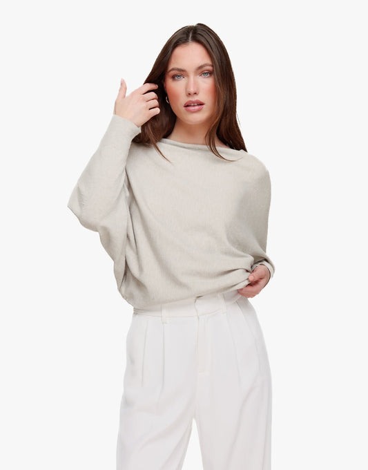 Beige Gebreide 2 Kanten 3/4 Mouwen - Top - Olivia & Kate