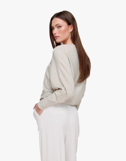 Beige Gebreide 2 Kanten 3/4 Mouwen - Top - Olivia & Kate