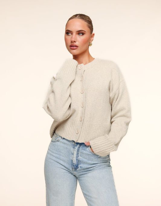 Beige Gebreide LS - Vest - Olivia & Kate
