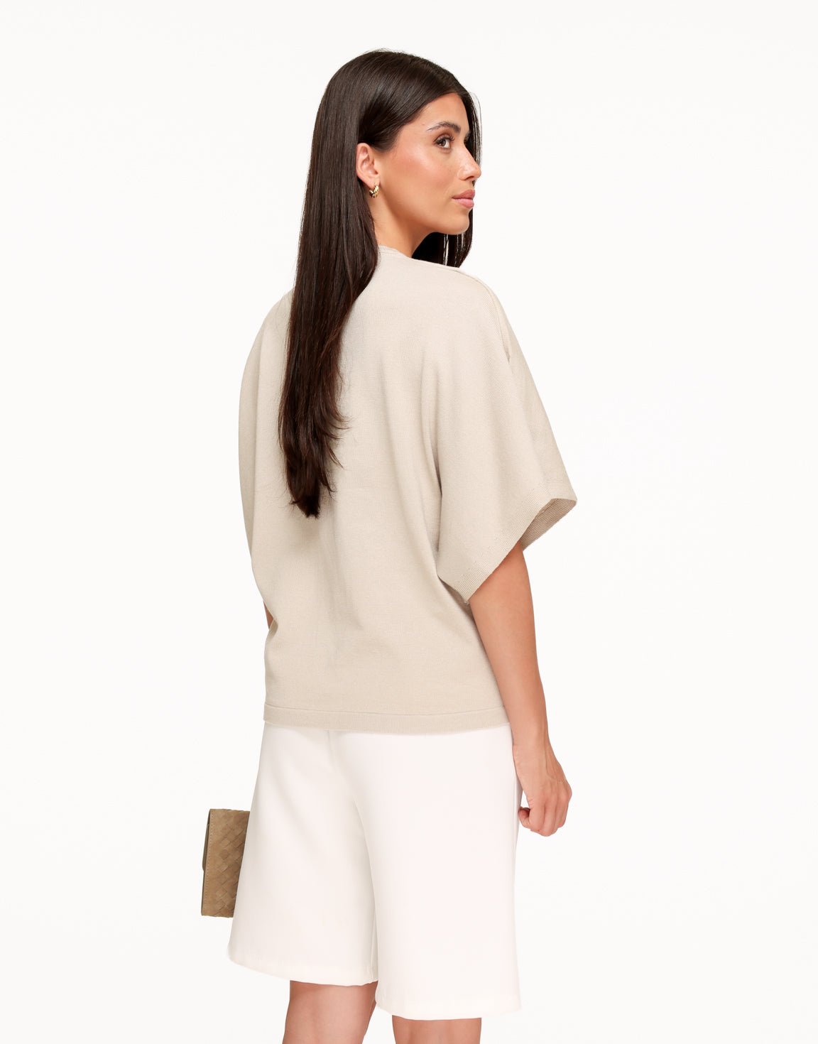 Beige Gebreide Wijde Mouwen SS - Top - Olivia & Kate