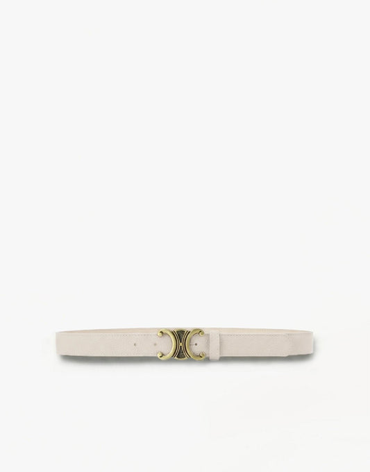 Beige Detailed Gold Buckle - Belt