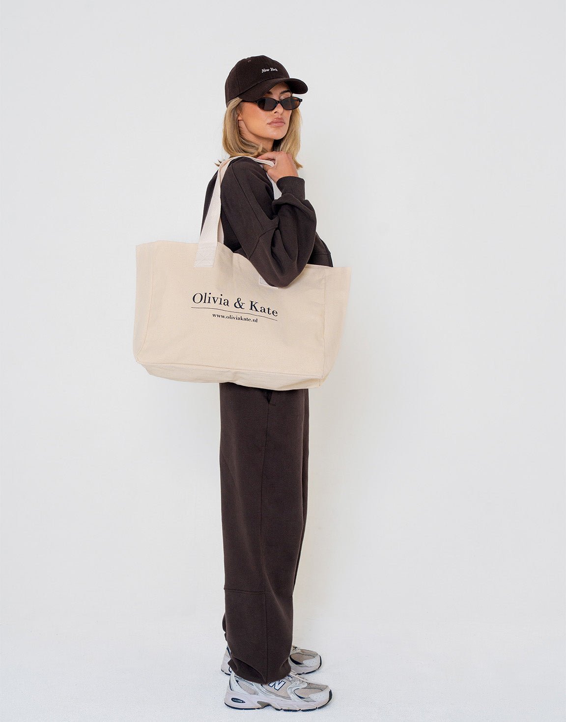 Beige Large Canvas - Bag - Olivia & Kate