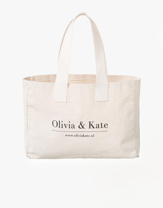 Beige Grote Canvas - Tas - Olivia & Kate