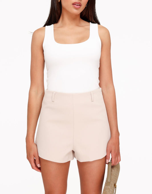 Beige High Waist Mini - Shorts - Olivia & Kate