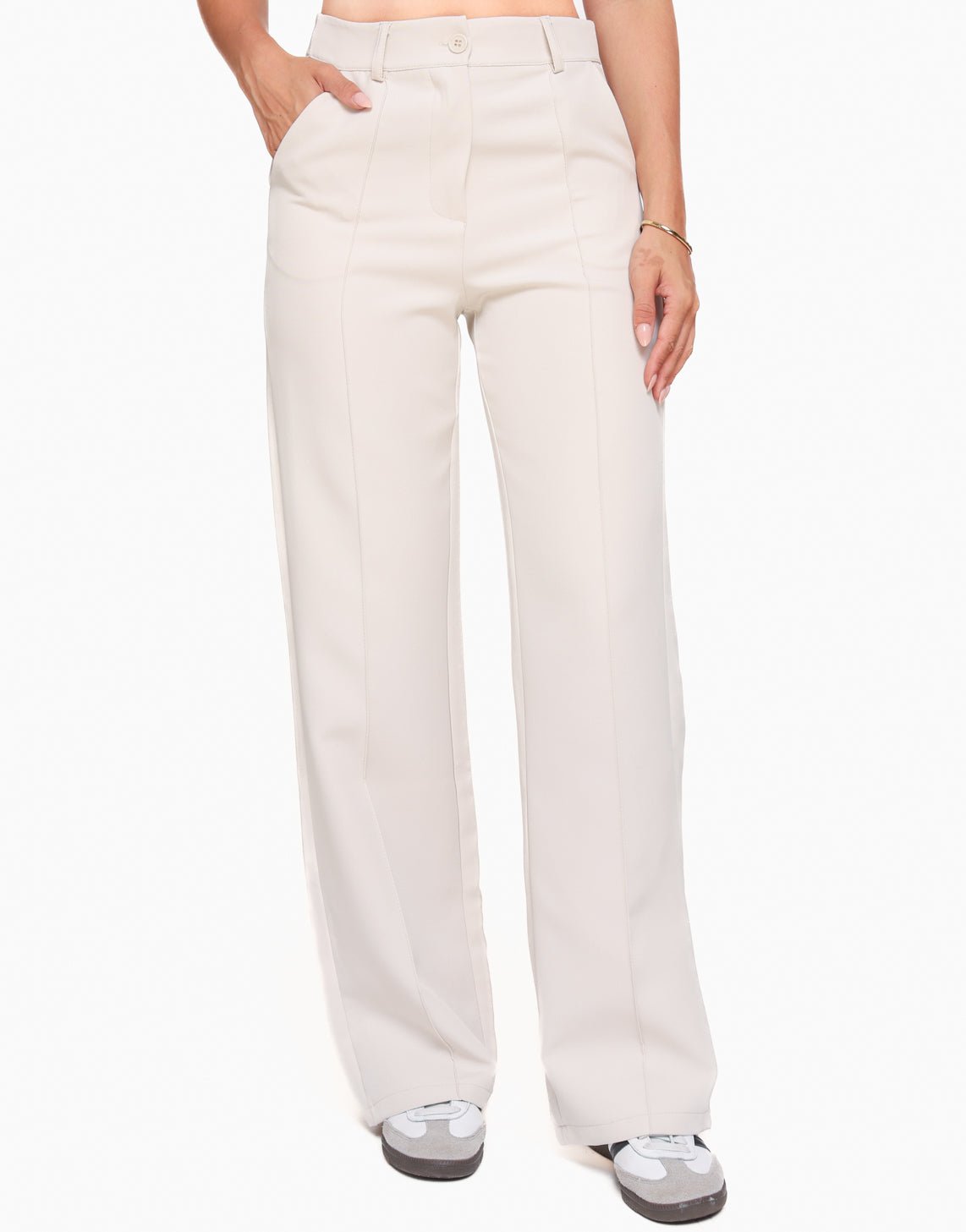 Beige Hoge Knopen Gilet - Set - Olivia & Kate