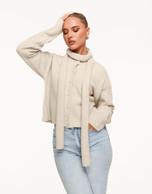 Beige Kleine Gebreide - Sjaal - Olivia & Kate