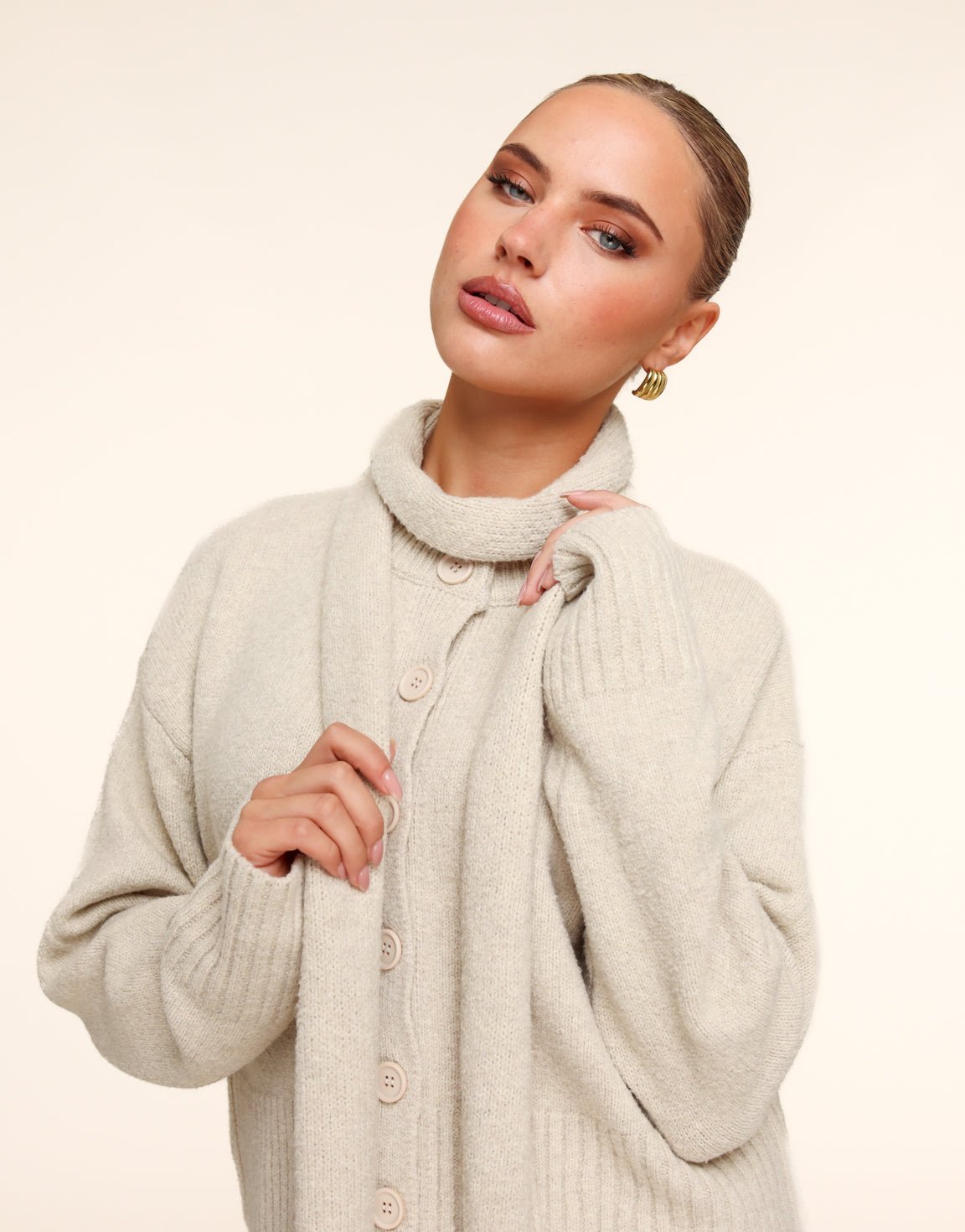 Beige Kleine Gebreide - Sjaal - Olivia & Kate