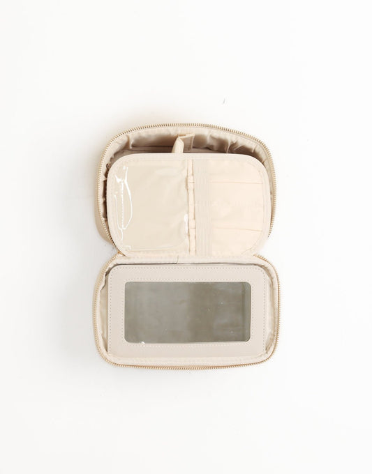 Beige Small Make - Up - Bag - Olivia & Kate