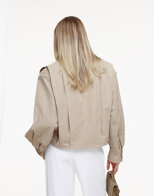 Beige Korte Ballonmouwen Trench - Jas - Olivia & Kate