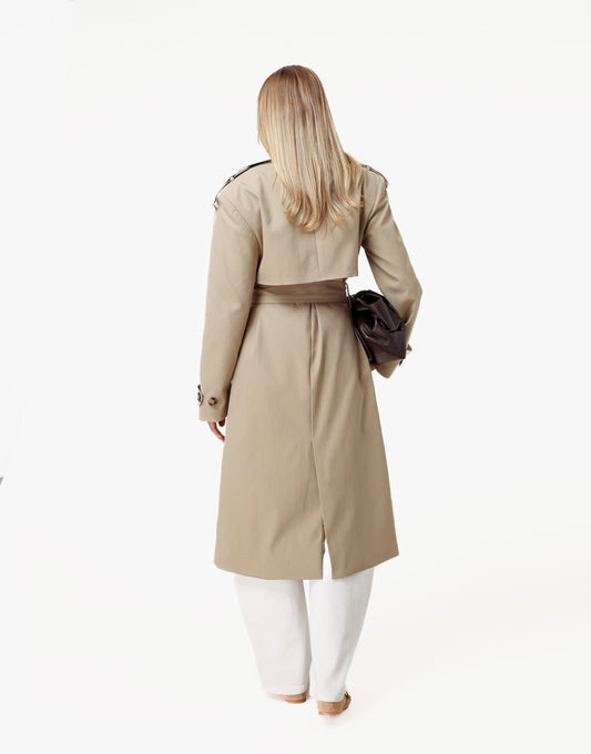Beige Lange Detail - Trenchcoat - Olivia & Kate