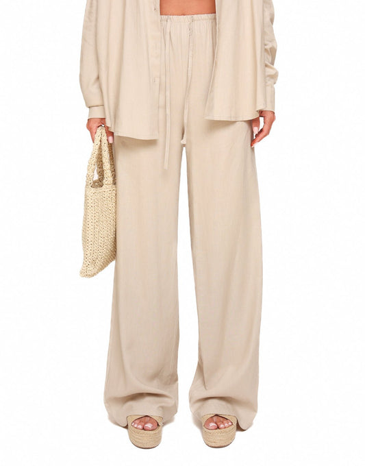 Beige Linnen - Broek - Olivia & Kate