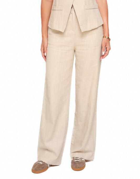 Beige Linnen Hoge Knopen Gilet - Set - Olivia & Kate