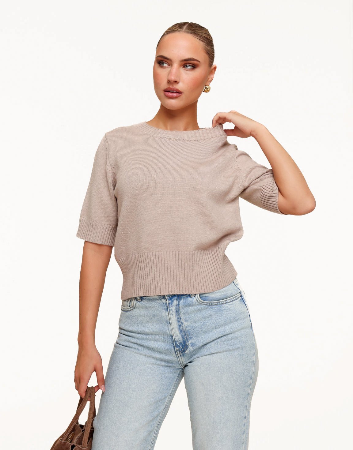 Beige Loose SS - Sweater - Olivia & Kate