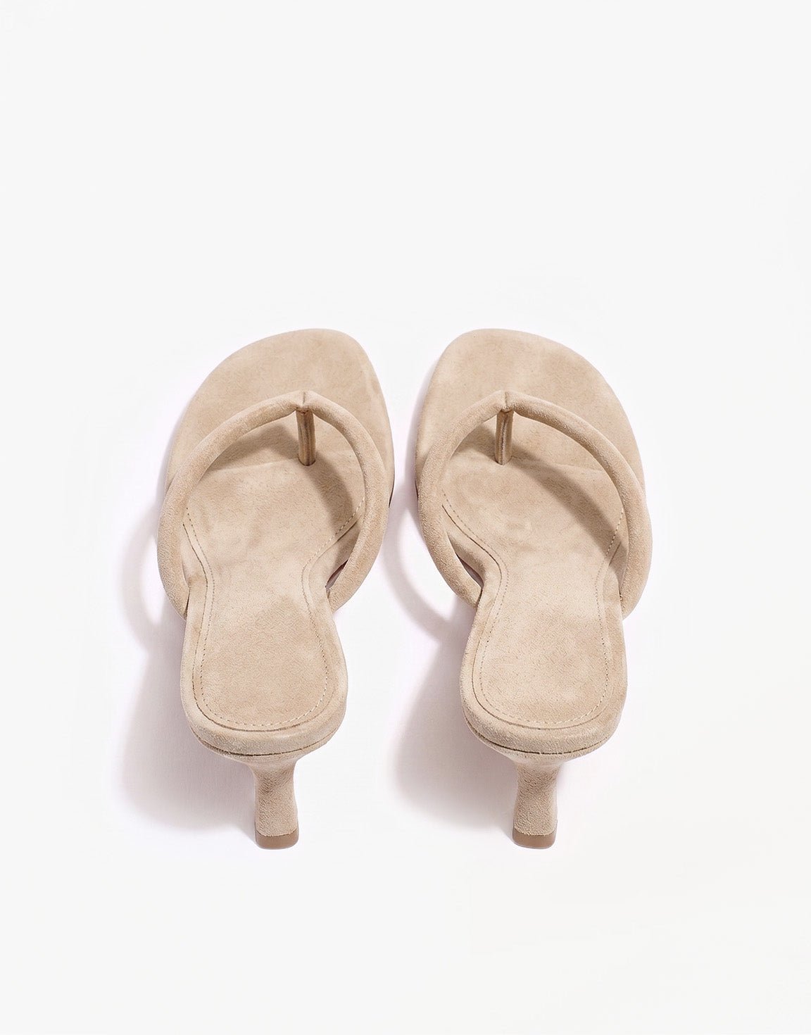 Beige Mid Suede Hak - Teenslipper - Olivia & Kate