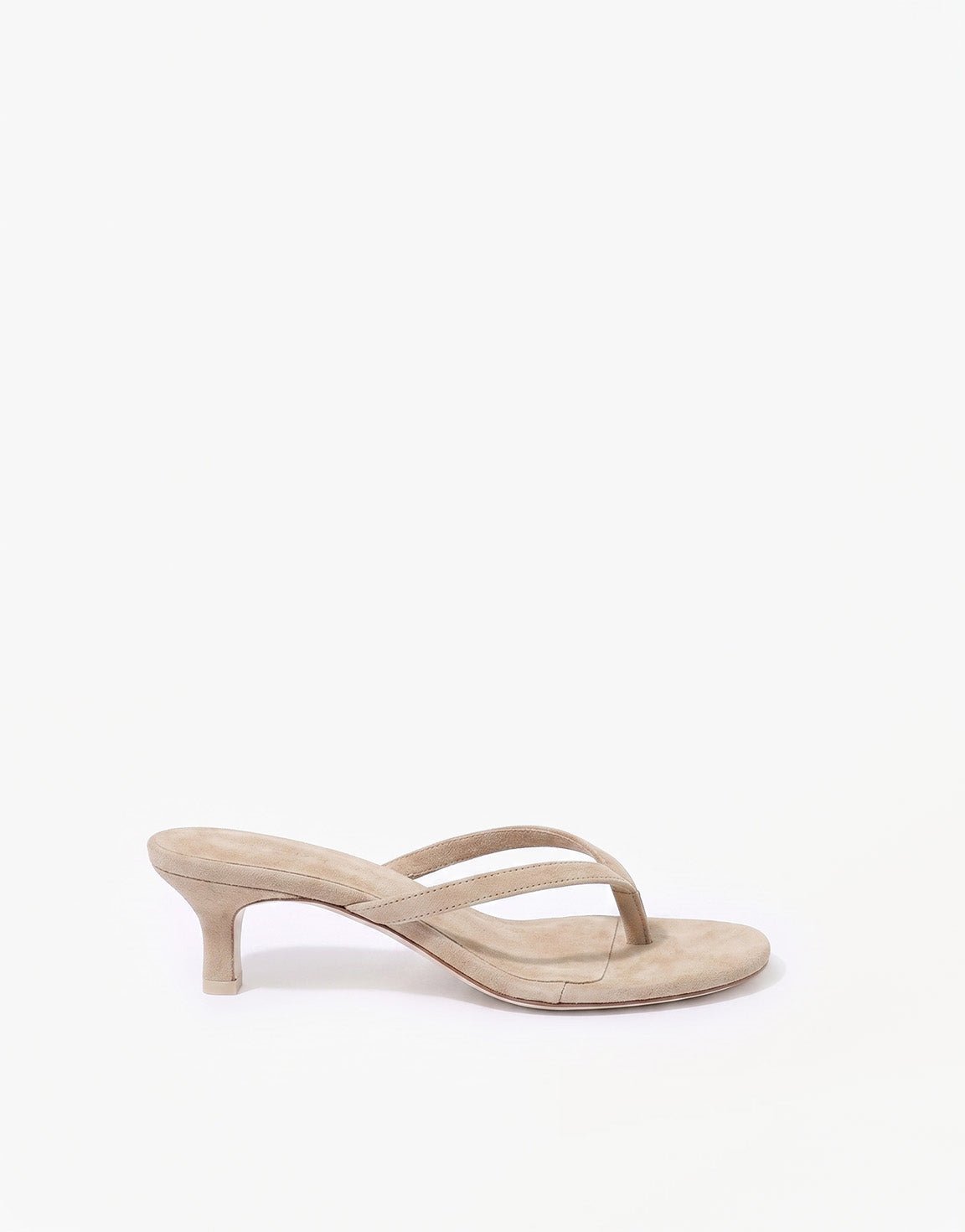 Beige Mid Suede Hak - Teenslipper - Olivia & Kate