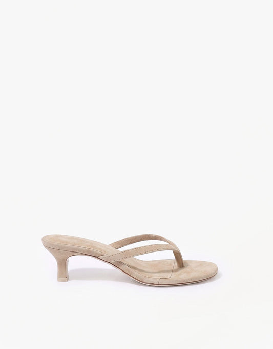Beige Mid Suede Hak - Teenslipper - Olivia & Kate