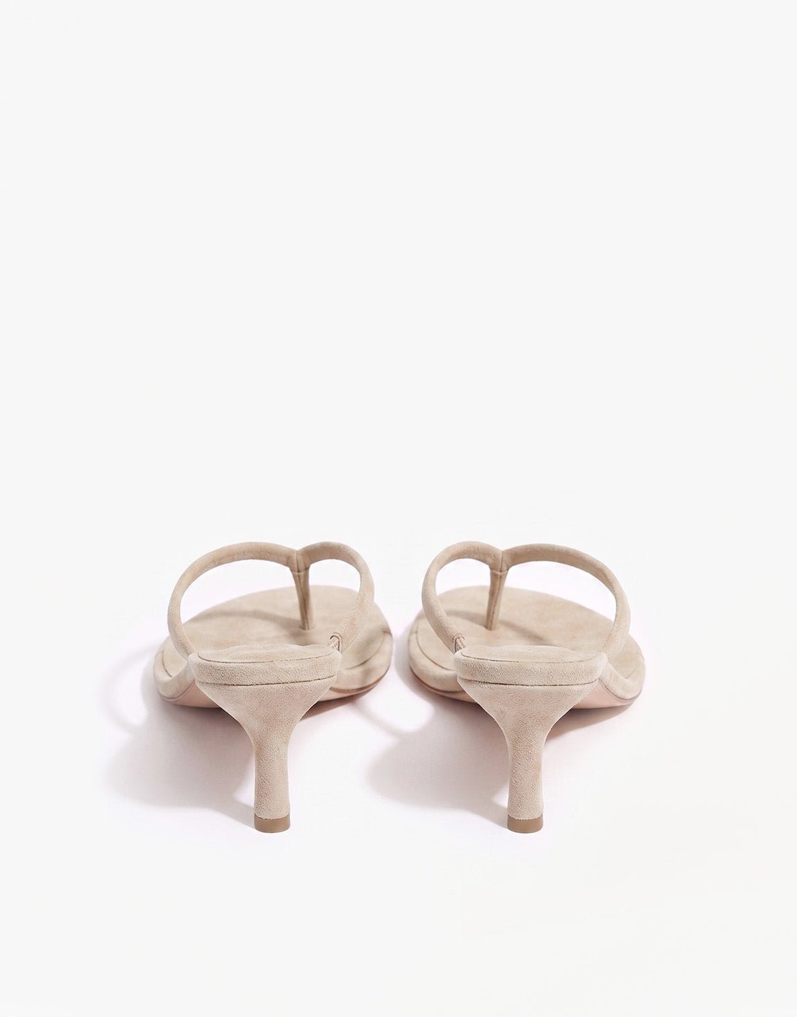 Beige Mid Suede Hak - Teenslipper - Olivia & Kate