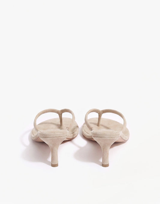 Beige Mid Suede Hak - Teenslipper - Olivia & Kate