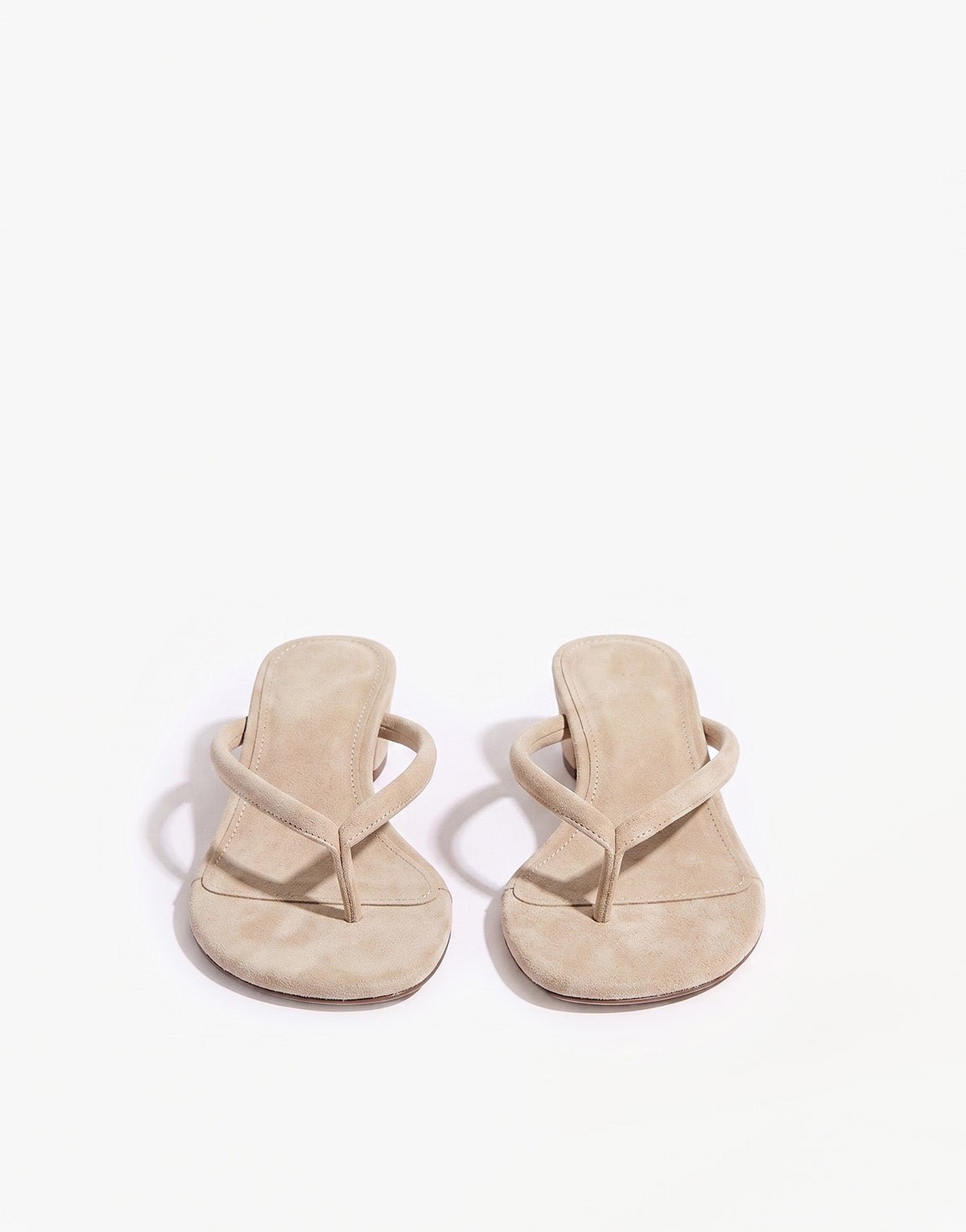 Beige Mid Suede Hak - Teenslipper - Olivia & Kate