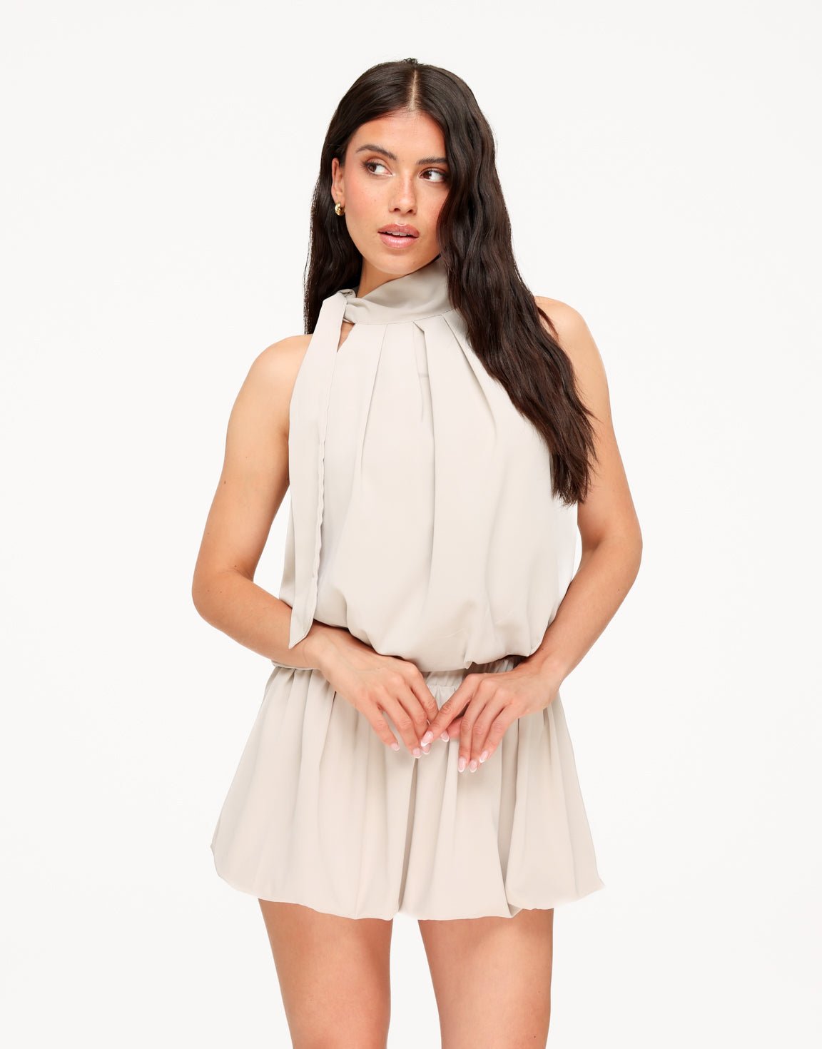 Beige Mouwloze Halter - Top - Olivia & Kate