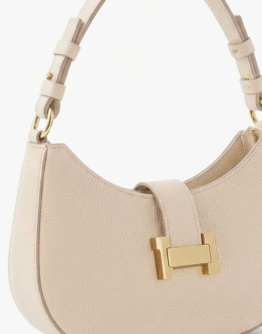 Beige Ovale Gouden Detail - Handtas - Olivia & Kate
